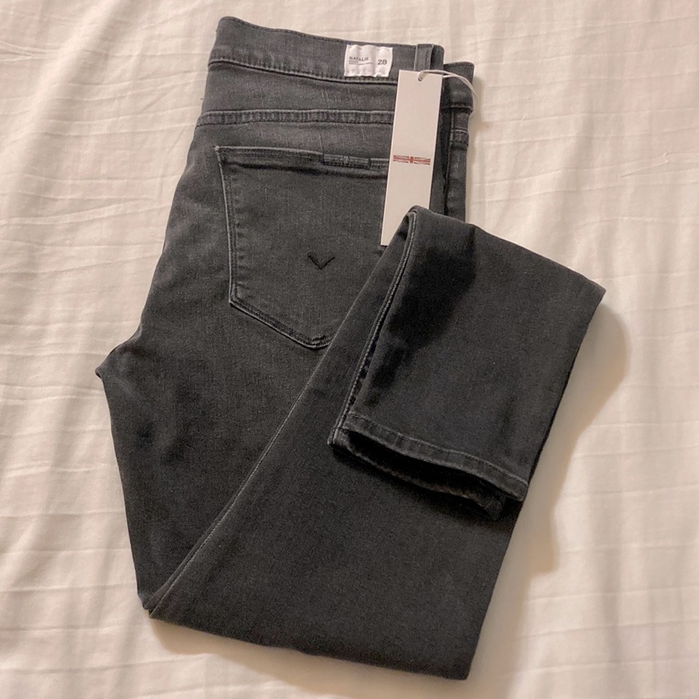 Hudson Natalie Cropped Skinny Jeans. Charcoal-Grey/Black Size 28